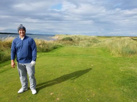JK in front of the 8th hole at Jubilee